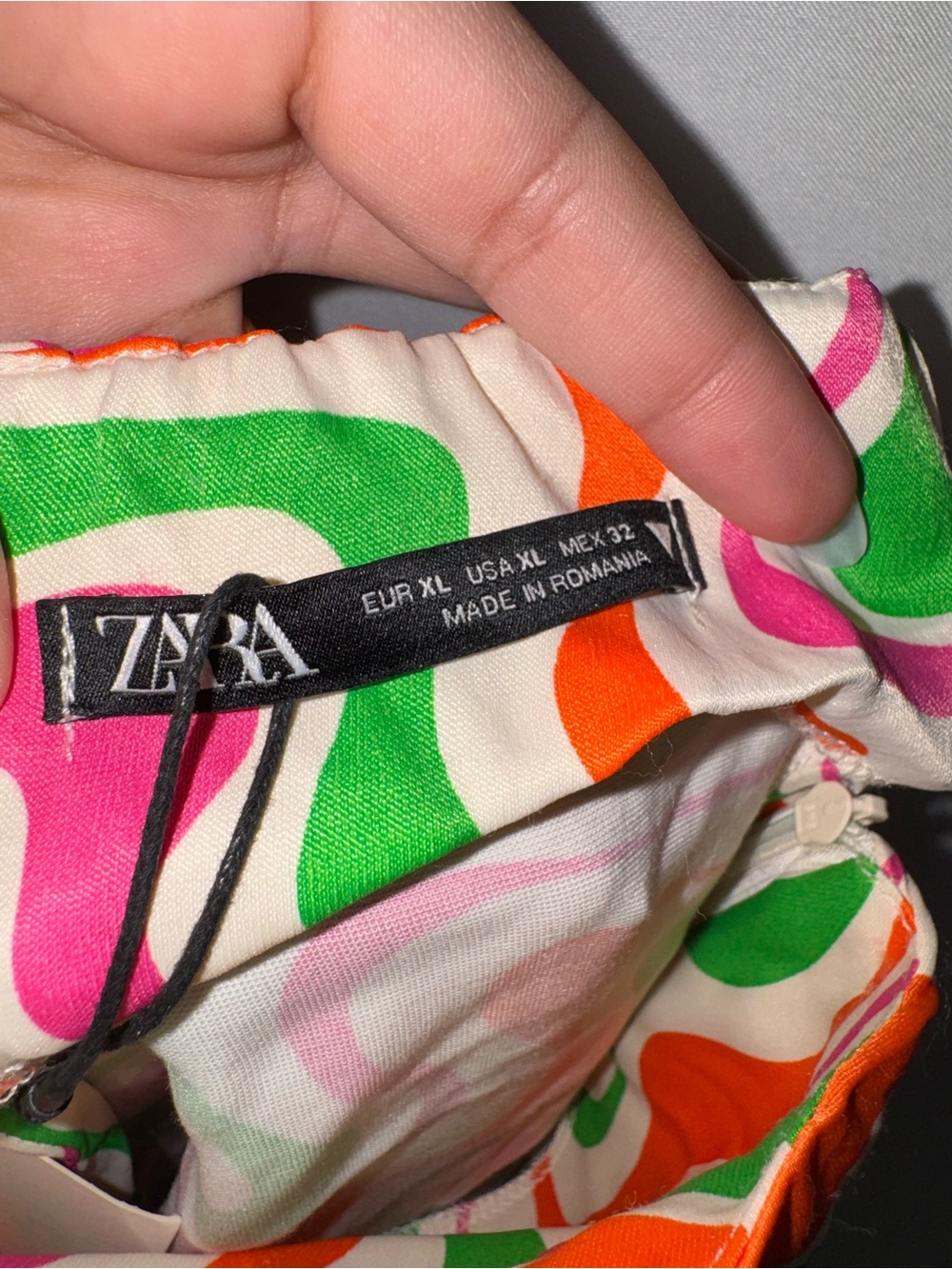 Zara Halter Mini Dress in Pink, Green, Orange, Cream Wave Print - Picture 6 of 7
